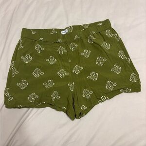 Madewell High Waist Green Floral Shorts